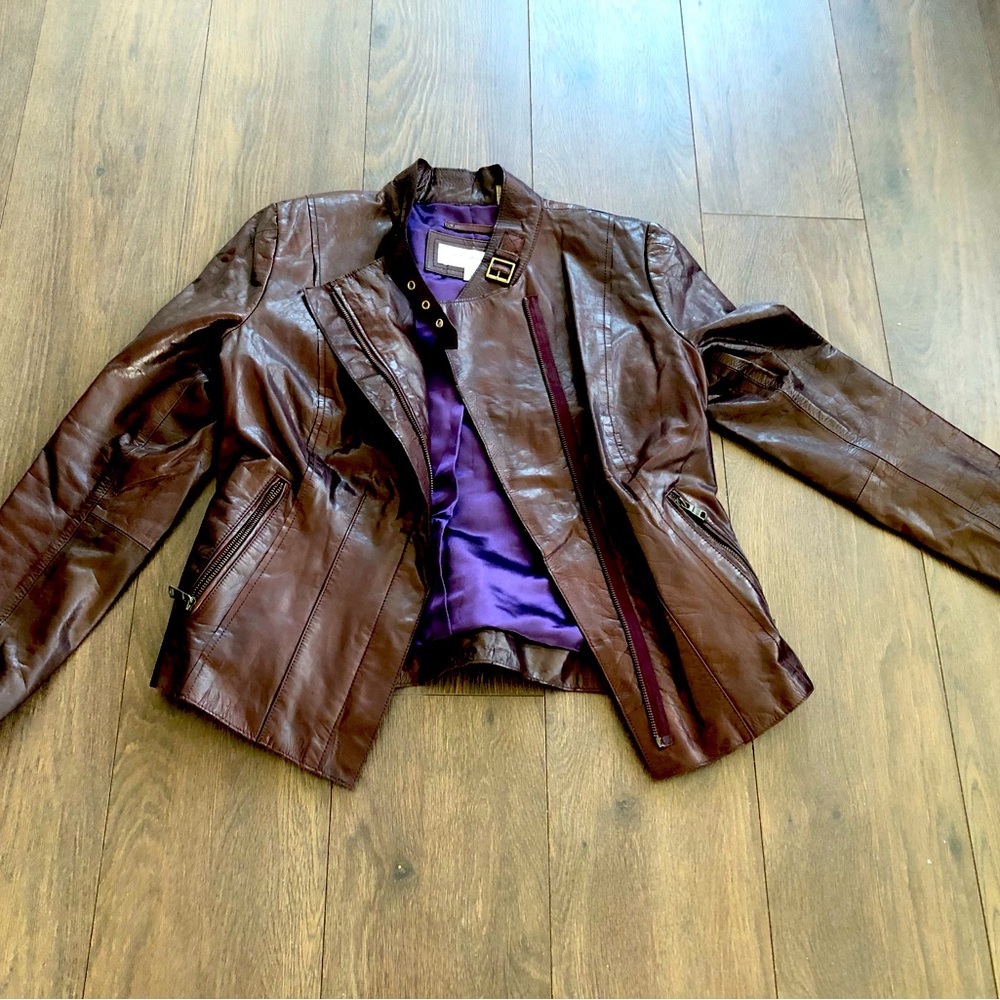 DESIGNER LEATHER MOTO JACKET By Andrew Marc